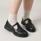 Women's Leather Mary Janes - Worn With Socks