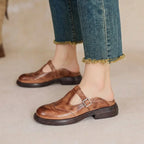 Women's Leather Mary Janes - Side Pose
