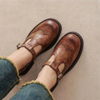 Women's Leather Mary Janes - Top Down