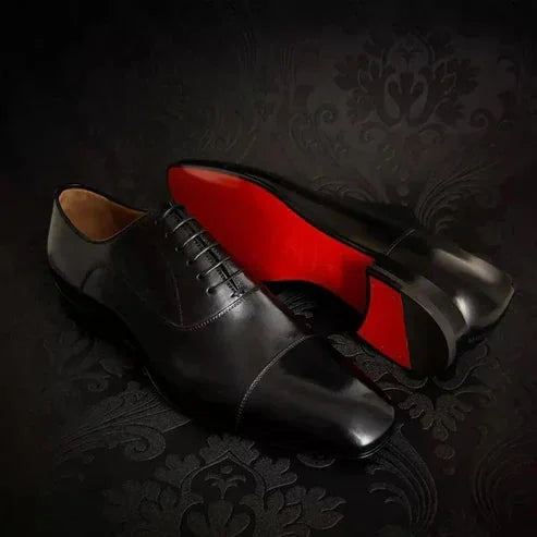 Black Men's Oxford Shoes — Grayson Lace-Up Cap Toe Genuine Leather - Studio Dark