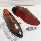 Brown Men's Oxford Shoes — Grayson Lace-Up Cap Toe Genuine Leather - Flat Lay Detail