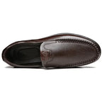 Brown Men's Leather Slip-On Shoes — Edward Cushioned Moc-Toe Business Loafers - Top Down Sole View