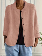 Pink Women's Lightweight Linen Blazer - Front Pose