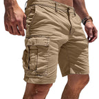 Khaki Men's Cargo Shorts — Laurel Slim Fit Multi-Pocket Utility - Side Pose