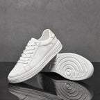 White Men's Lace-Up Camo-Textured Sneakers — Zora Cushioned Low-Top Casual - Sole Display