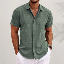 Men's Linen Shirt — Alfie Short Sleeve Button-Front Casual