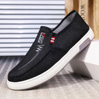 Black Men's Mesh Walking Shoes — Knox Cushioned Breathable Slip-On - Side Profile Shelf