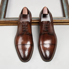 Brown Men's Classic Oxford Shoes — Noah Lace-Up Cap-Toe Brogue - Top Pair Studio