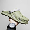 Green Men's Sport Clogs — Leo Foam-Cushioned Vented Adjustable Strap - Side Profile Hold