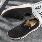 Black Comfortable Shoes for Men — Oscar Mesh Knit Breathable Lace-Up - Flat Lay Pair