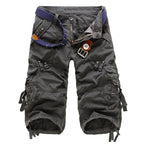 Dark Gray Gray Men's Relaxed Fit Cargo Shorts — Dexter Belted Multi-Pocket Capri - Front Belted