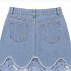 Women's Denim Maxi Skirt - Back Pocket Detail