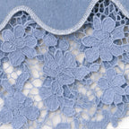 Blue Women's Denim Maxi Skirt — Kayla Scalloped Lace-Hem High-Waisted - Lace Close Up