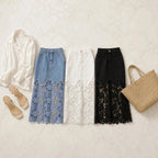Women's Denim Maxi Skirt - Flat Lay
