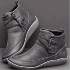 Gray Women's Supportive Leather Ankle Boots — Blythe Everyday Slip-On Wedge - Studio White