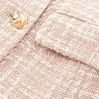 Women's Tweed Blazer - Button Fabric Detail