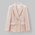 Light Pink Women's Tweed Blazer - Front Full