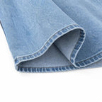Light Blue Women's Tiered Denim Maxi Skirt — Emma Boho Button-Front High-Waisted - Fabric Fold Detail