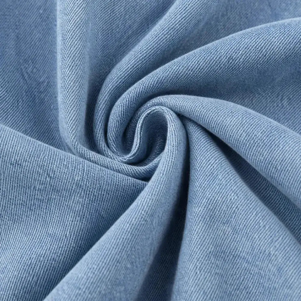 Light Blue Women's Tiered Denim Maxi Skirt — Emma Boho Button-Front High-Waisted - Fabric Swatch