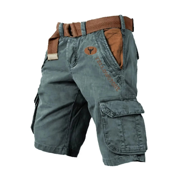 Blue Men's Washed Cargo Shorts — Miles Multi-Pocket Relaxed Utility - Front Product