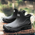 Black Women's Rain Boots — Celeste Rubber Waterproof Ankle - Front Full