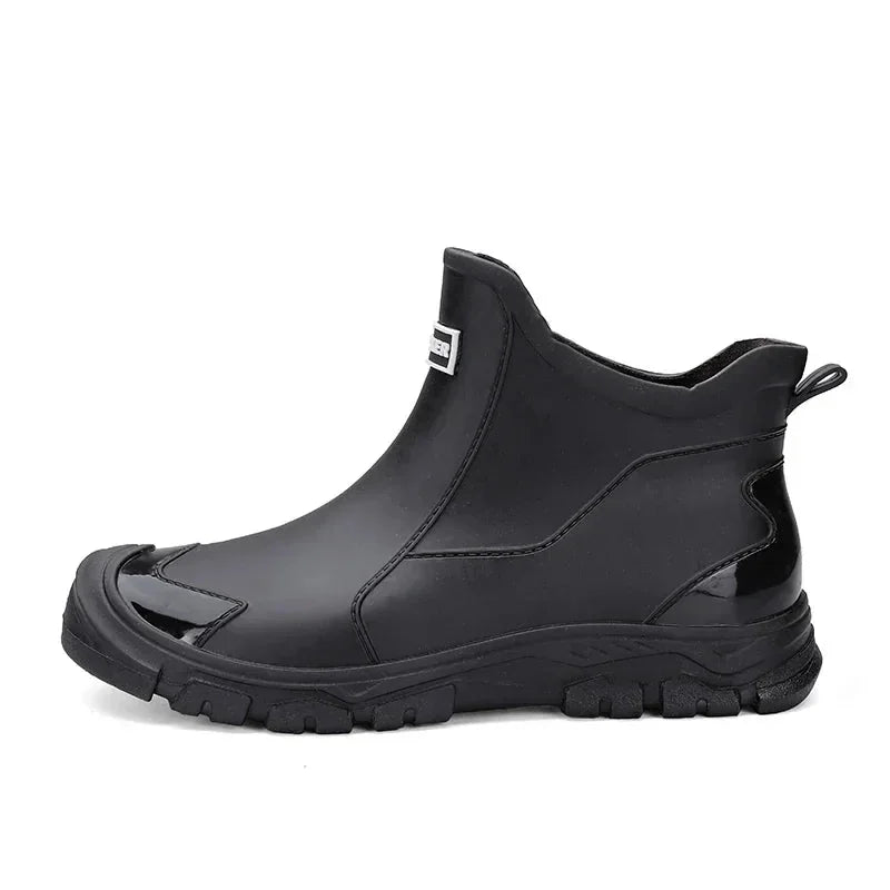 Black Women's Rain Boots — Celeste Rubber Waterproof Ankle - Studio White