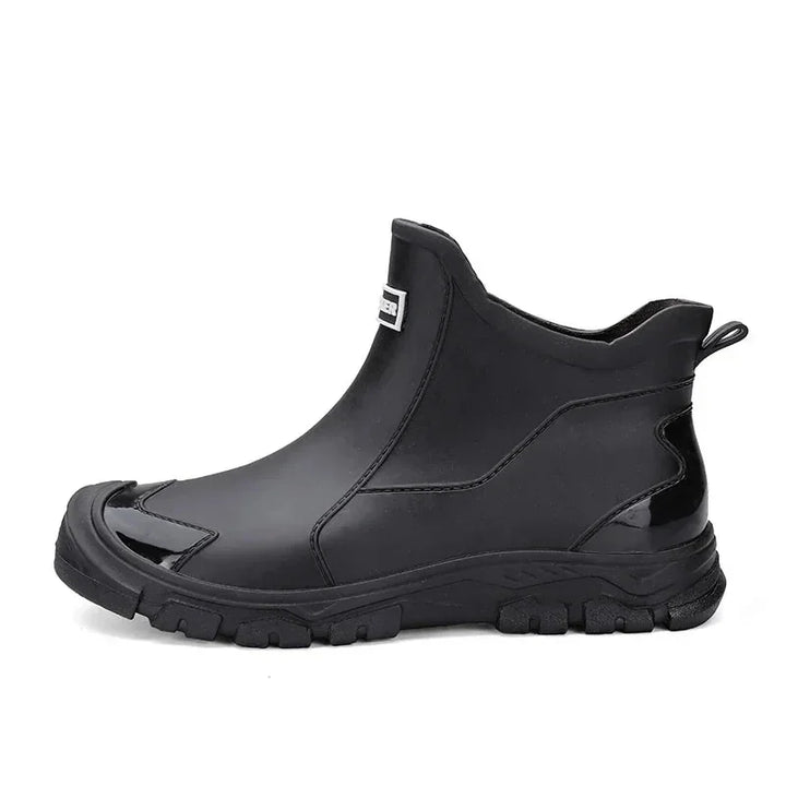 Black Women's Rain Boots — Celeste Rubber Waterproof Ankle - Studio White