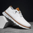 White Comfortable Shoes for Men — Oscar Mesh Knit Breathable Lace-Up