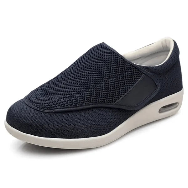 Blue Wide Fit Mesh Walking Shoes — Eliana Velcro Memory Foam Orthopedic - Studio Quarter View